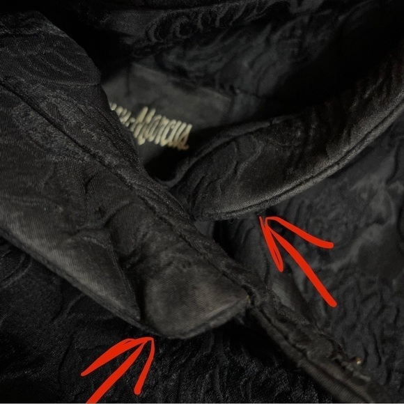 Neiman Marcus Vintage Brocade Floral Jacquard Coat Peacoat Evening Black Size M - Picture 6 of 13